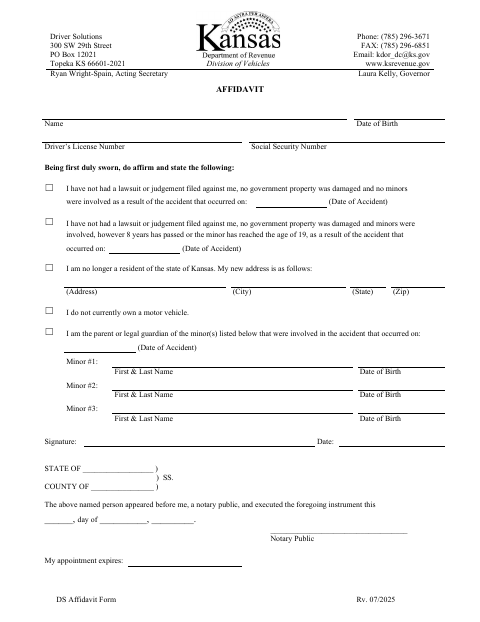 DS Affidavit Form first page