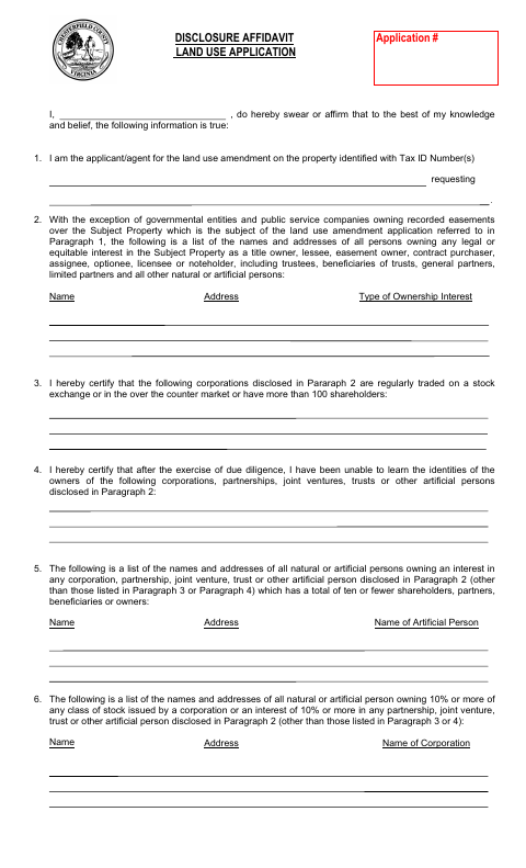 Disclosure Affidavit, Chesterfield County form, first page