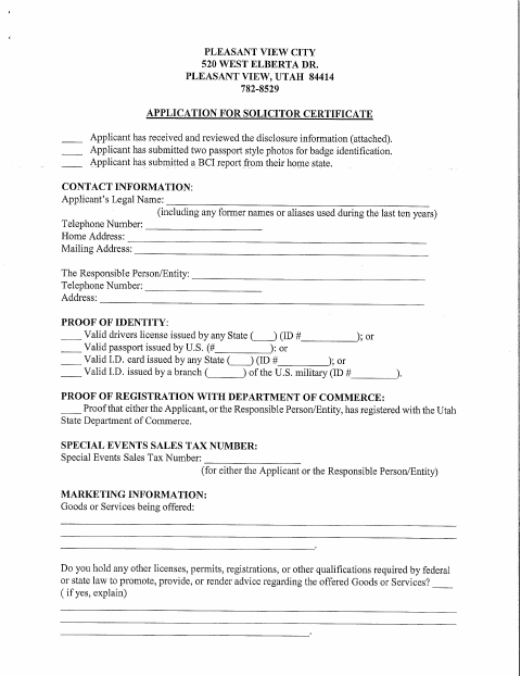 First page of the Solicitor Certificate Application
