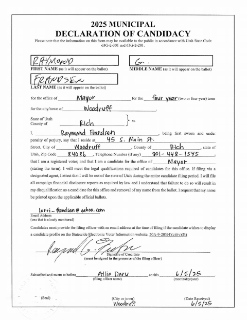 First page of the Municipal Declaration of Candidacy