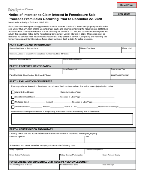 Notice of Intention to Claim Interest in Foreclosure Sale Proceeds, Muskegon County form, first page
