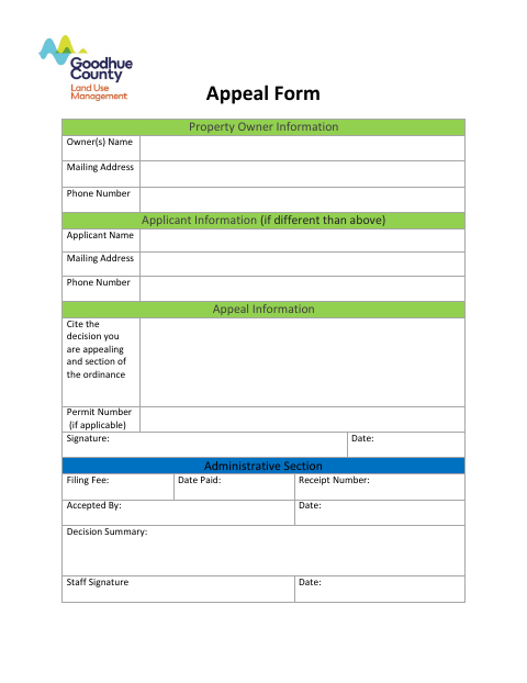 First page of the Appeal Form