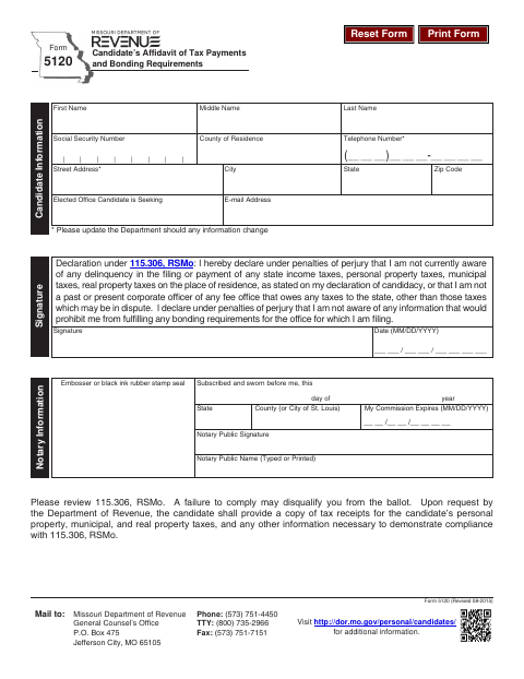 Candidate’s Affidavit of Tax Payments and Bonding Requirements, Carroll County form, first page