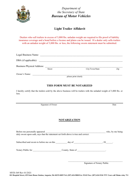MVD-369 Light Trailer Affidavit first page