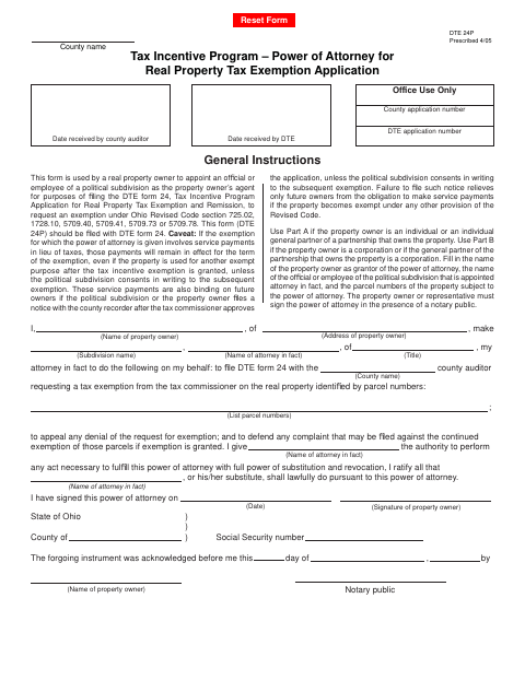 Tax Incentive Program Power of Attorney, Greene County form, first page