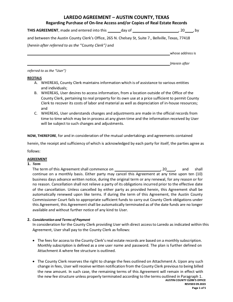 First page of the Laredo Agreement