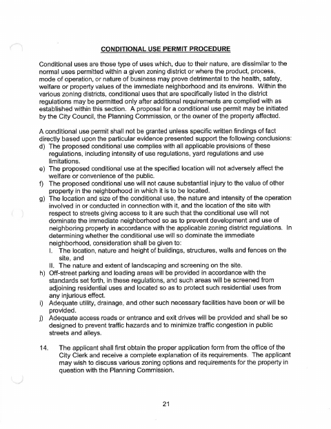 First page of the Conditional Use Permit Application