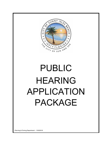 First page of the Public Hearing Application
