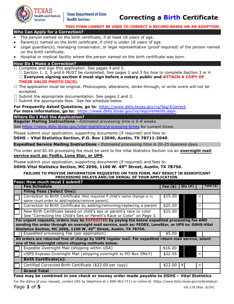 Correcting a Birth Certificate, Coleman County form, first page