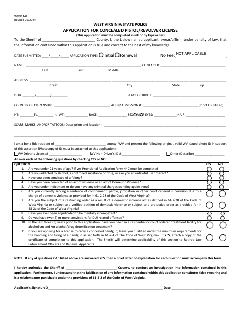 Application for Concealed Pistol/Revolver License, Berkeley County form, first page