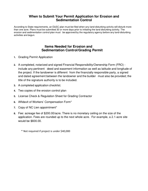 Grading Permit Application, Watauga County form, first page