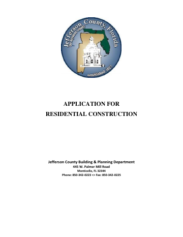 APPLICATION FOR RESIDENTIAL CONSTRUCTION — Jefferson County form, first page