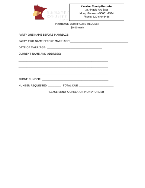 First page of the Marriage Certificate Request