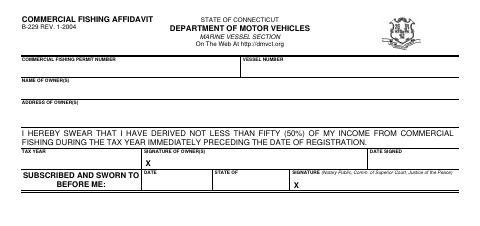 Commercial Fishing Affidavit B-229 first page