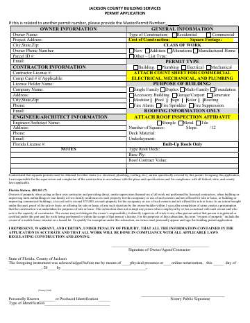 Permit Application — Jackson County form, first page