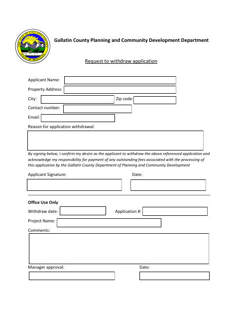 First page of the Request to Withdraw Application