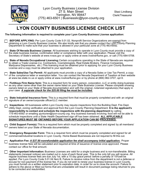 Certificate of Business: Fictitious Firm Name, Lyon County form, first page