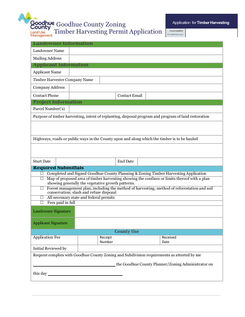 First page of the Timber Harvesting Permit Application