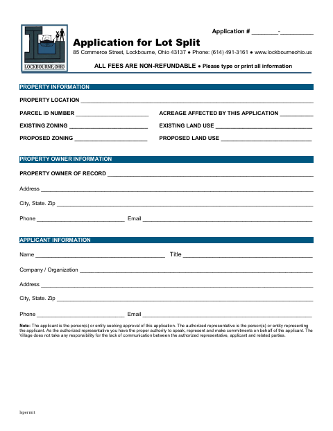 First page of the Lot Split Application