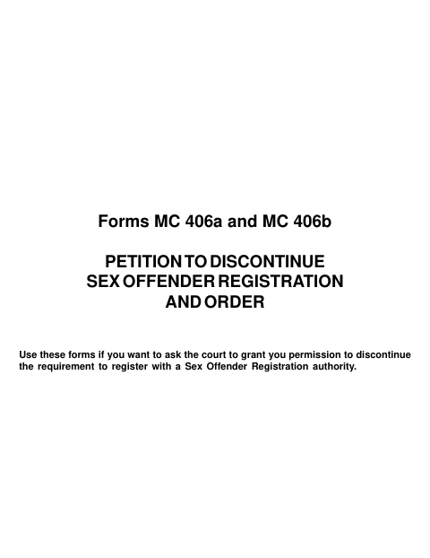 Petition to Discontinue Sex Offender Registration and Order, St. Joseph County form, first page