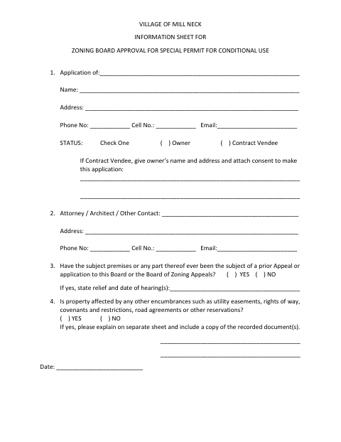 First page of the Zoning Board Conditional Use Special Permit Application