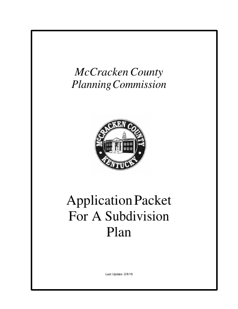 Subdivision Plan Application, McCracken County form, first page