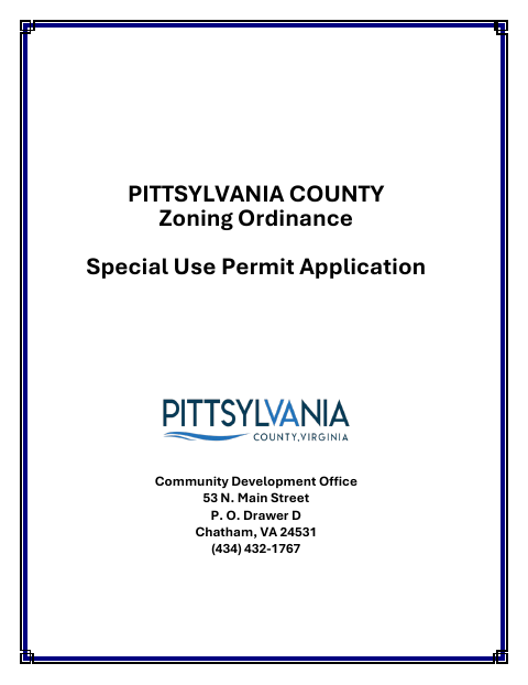 Special Use Permit Application, Pittsylvania County form, first page