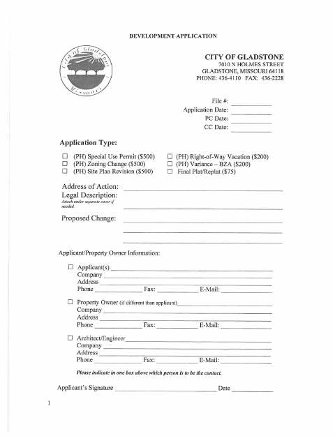 First page of the Development Application Owner Authorization