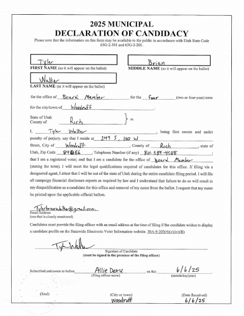First page of the Municipal Declaration of Candidacy