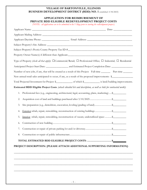 First page of the BDD Reimbursement Developer Application
